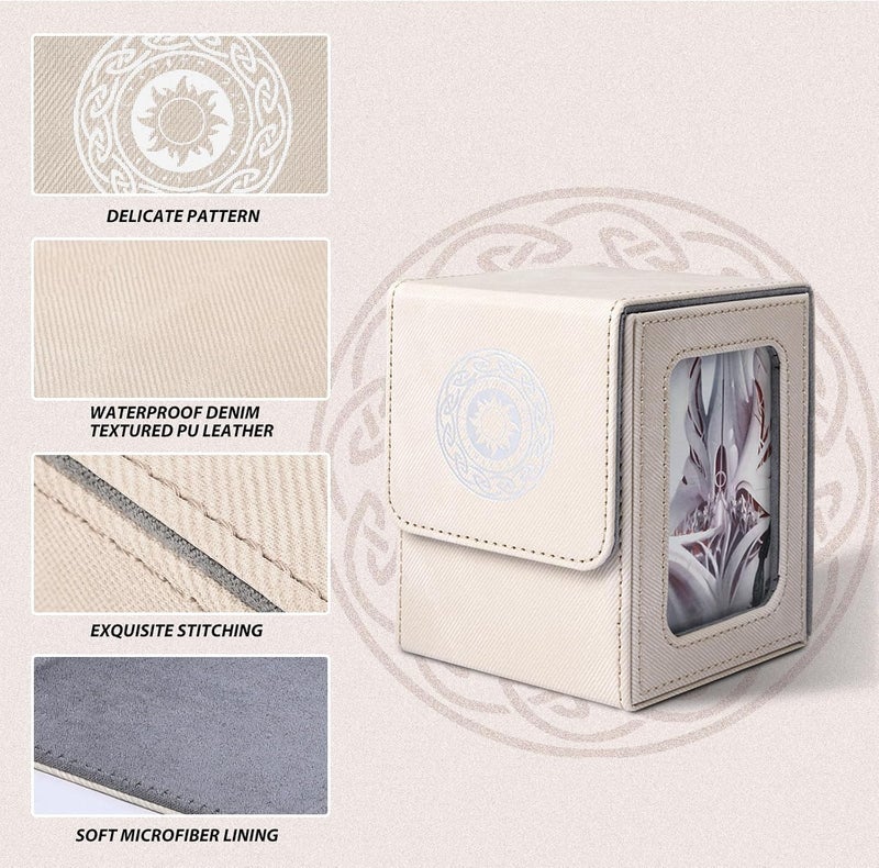 Infinity Guard Card Deck Box for MTG with Commander Display for 100+ Double Sleeved Cards, Magnetic Card Storage Box Fits for TCG Sports Trading Cards (Sand&Grey) - Image 4
